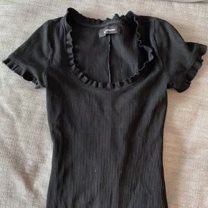 Reformation Ruffle Trim Knit Top